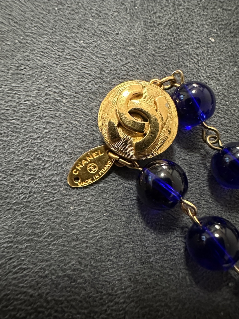 CHANEL Deep Blue Bead Necklace with Gold-Tone Accents - Picture 6 of 8